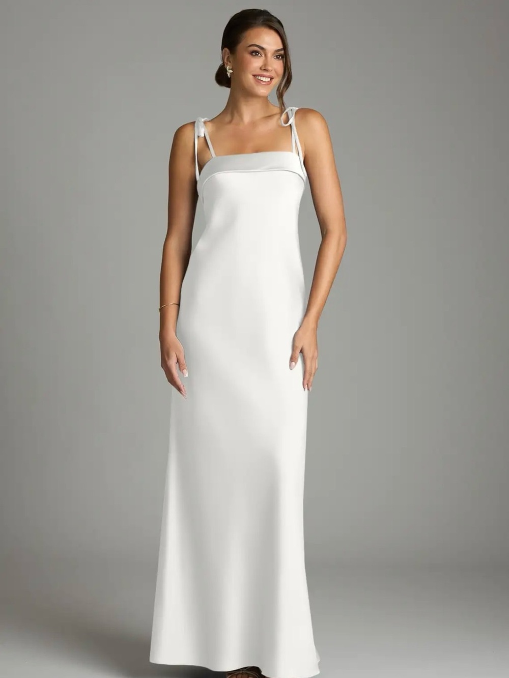 Azazie White Tie-Shoulder Maxi Dress